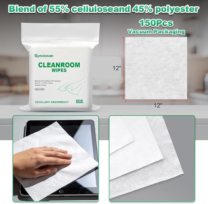 Cleanroom Wipes 12" x 12" Lint Free Wipes - Image 2