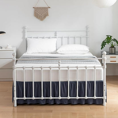 Bed Skirt Full Size Ruffled Bed Skirts with Split Corners, 16 Inch Drop Dust Ruffle Bed Skirt with Platform, Blue, Full - 16" Drop