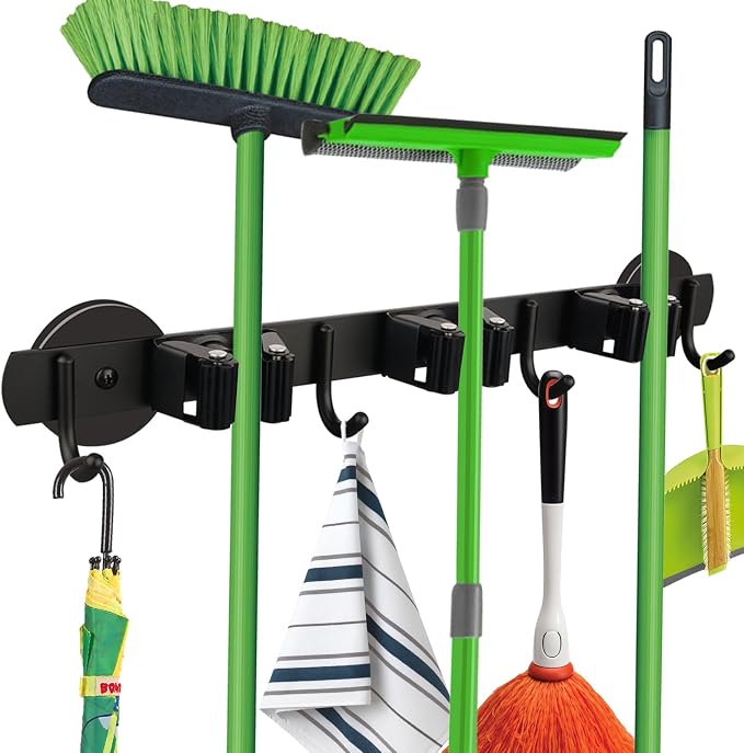 Strong Magnetic Mop Broom Holder, Heavy Duty Magnetic Mop Hanger by SKNOOYLIGHT