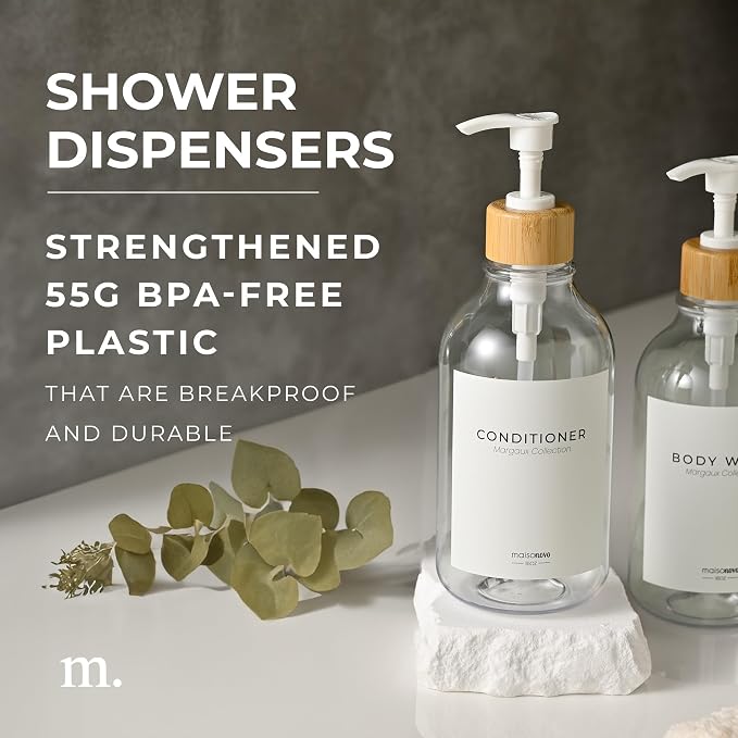MaisoNovo Refillable Shampoo and Conditioner Bottles | 16.9 fl oz Set of 3 - Image 2