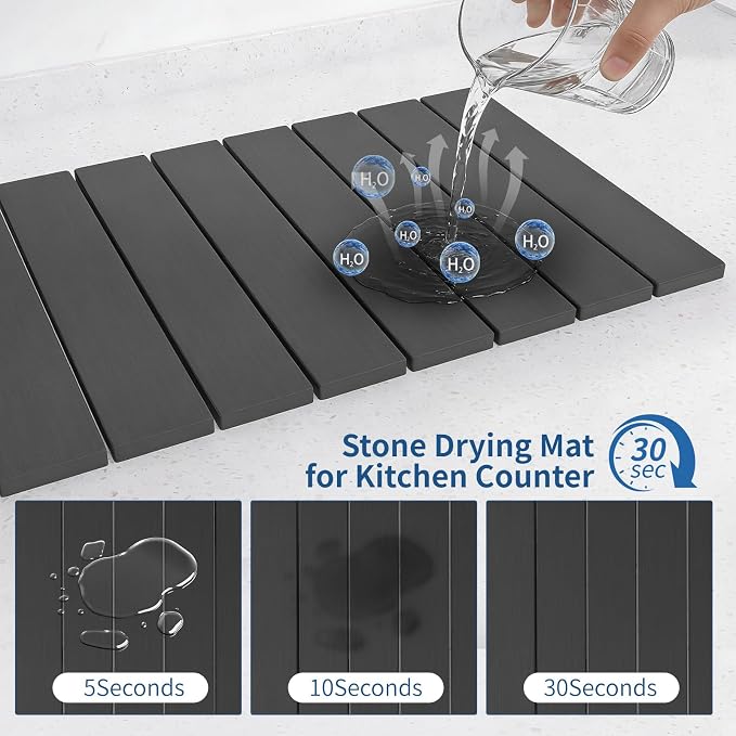 Hopegiver Stone Drying Mat for Kitchen Counter, Super Absorbent, Non-Slip & - Image 2