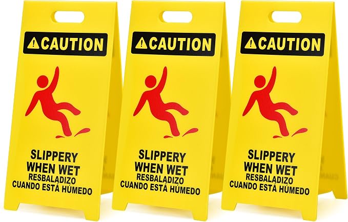 MATTHEW CLEANING 25'' Industrial Wet Floor Sign 3 Pack 2-Sided Durable by MATTHEWCLEANINGPRODUCTS