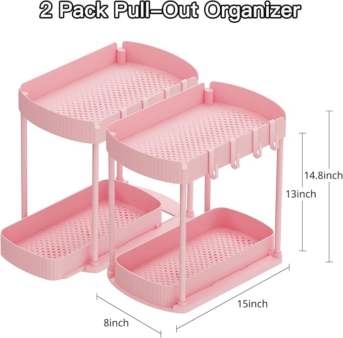 2 Pack Multi-Purpose Pull-Out Storage Organizers, Under Sink Organizers and - Image 2