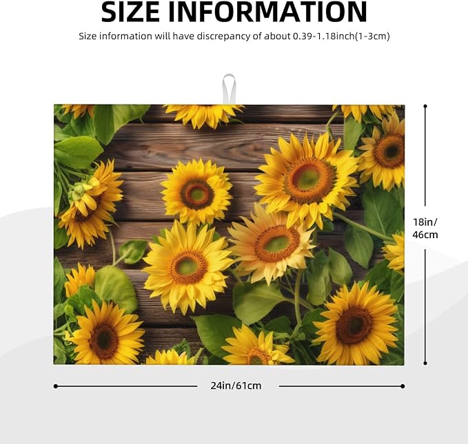 Sunflower Dish Drying Mat for Kitchen Counter Protector and Decoration Super - Image 2