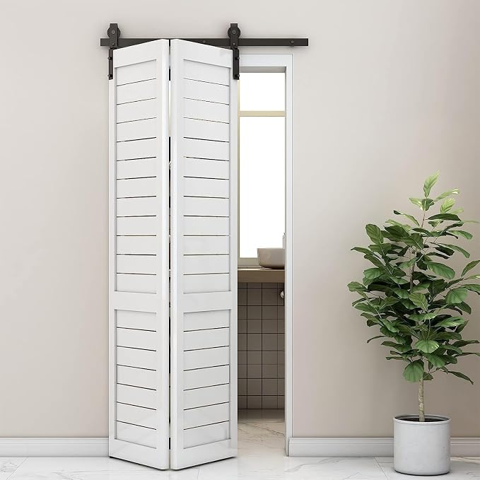 24" Bi-Folding Sliding Barn Door Hardware Track Kit, Smoothly&Quietly, Side - Image 8
