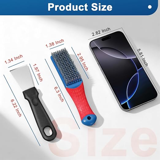 4-Pack Heavy Duty Wire Brush and Scraper Set, 3 Stainless Steel Scratch Brushes - Image 6
