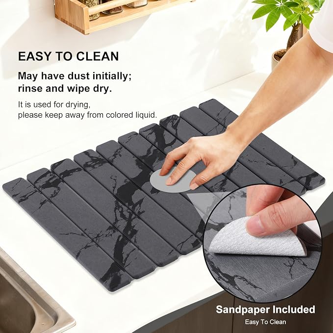 3 PCS Large Stone Dish Drying Mat - Image 7
