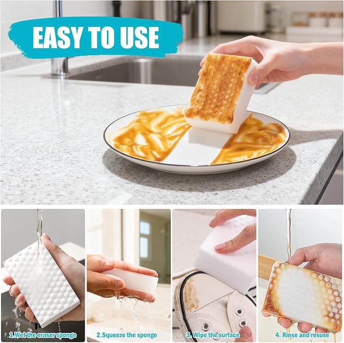 20-Pack Melamine Sponges, Bathroom & Walls, 2X Density Extra Thick & - Image 6
