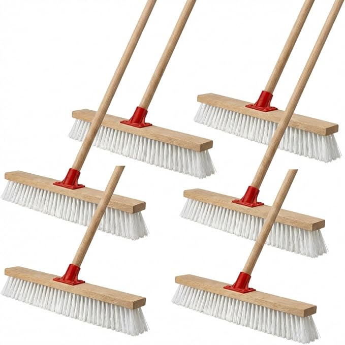 6 Pack 18 Inches Push Broom Outdoor Heavy Duty Multi-Surface Garden Brush Broom by Yiyiring