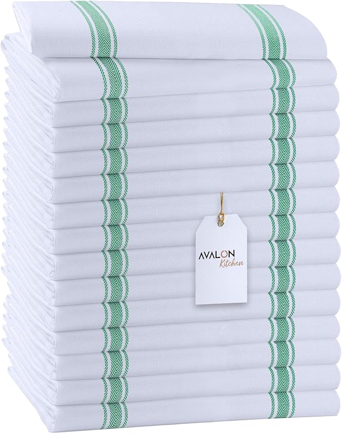 Dish Towels Set Size 15x25 Inch, 100% Cotton Soft & Absorbent Linen Kitchen by Avalon+Kitchen