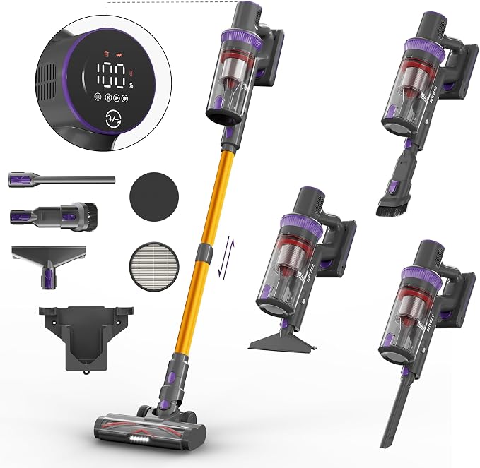 Cordless Vacuum Cleaner, Stick Handheld Rechargeable Lightweight 4-in-1 Vacuum by BUTYBULU