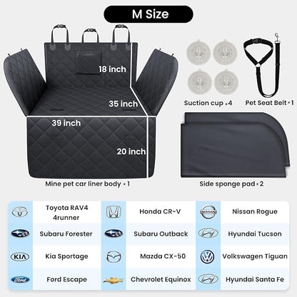 REEVAA SUV Cargo Liner for Dogs, Full Coverage Non-Slip Cargo Cover with Cushioned Sides to Protect Your Dog, Waterproof & Durable, Machine Washable Trunk Protector Mat (M, Black)