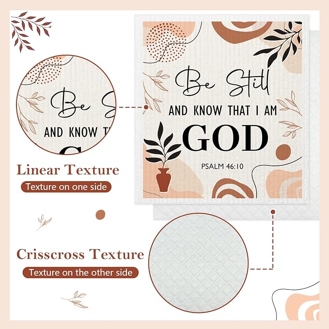5 Pack Mixed Bible Verse Cross Swedish Kitchen Dishcloths Dish Towels, - Image 3