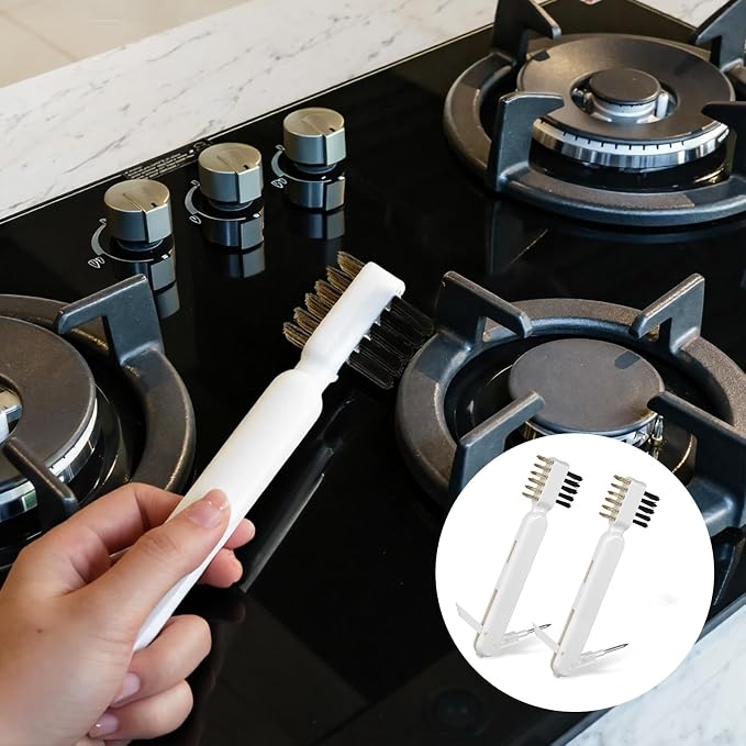 2 PCS Stove Brush, Kitchen Cleaning Scrub Brush, 4-in-1 Gas Stove Brass Wire - Image 5