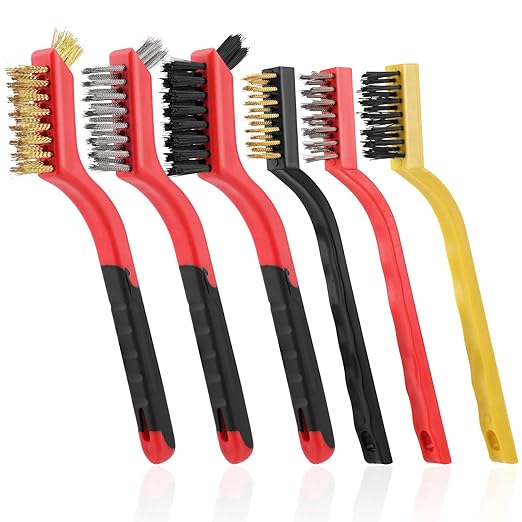 6 Pieces Wire Brushes Set, Small Metal Brass/Stainless Steel/Nylon Brushes by MOWPOG