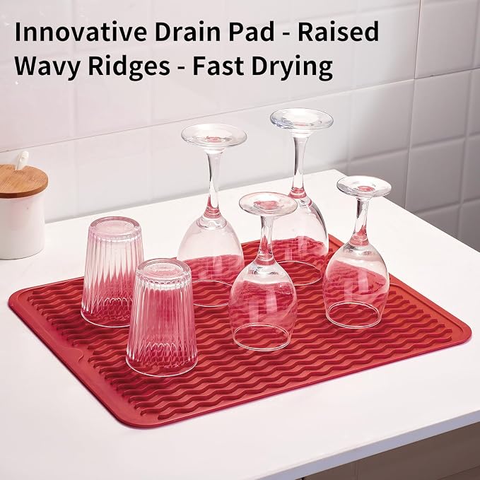 ZLR Silicone Dish Drying Mat for Kitchen Counter, Eco-Friendly Fast Dry Dish Mat - Image 8