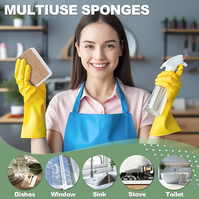 Aheroi Natural Dish Sponge, Compostable Eco Friendly Sponges, Organic Cleaning - Image 6