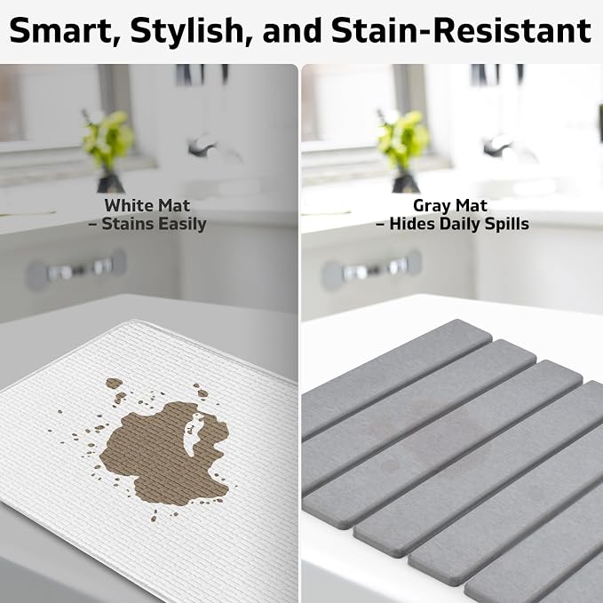 Large Stone Dish Drying Mat for Kitchen Counter, Collapsible Quick Dry Dish - Image 5