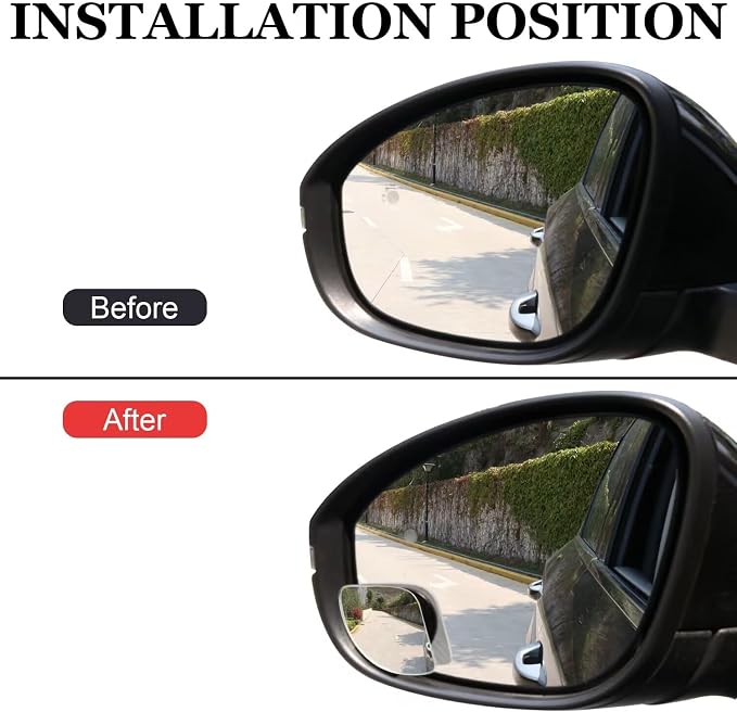 LivTee Blind Spot Car Mirror，Asymmetric Fan Shaped HD Glass Frameless Convex - Image 4