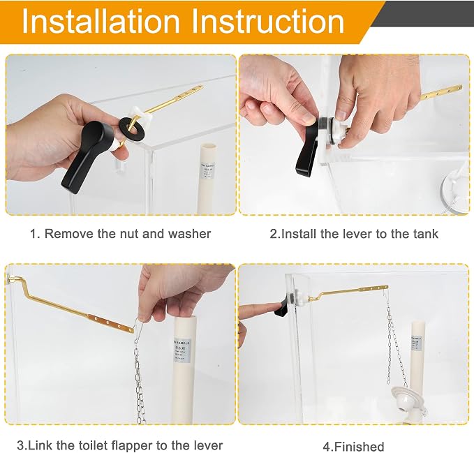Hibbent Universal Metal Side Mount Toilet Handle Replacement Kit, Brass Toilet - Image 4