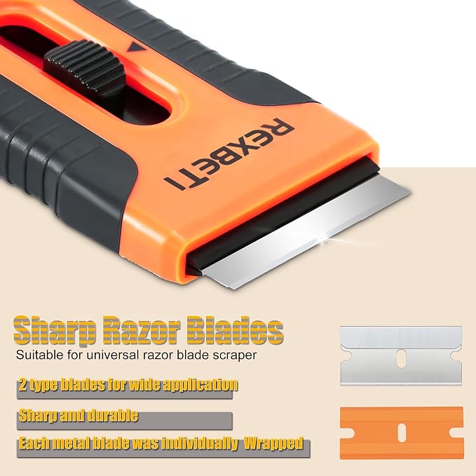 REXBETI Razor Blade Scraper Tool, 2 Pack Razor Scraper Set - Image 7