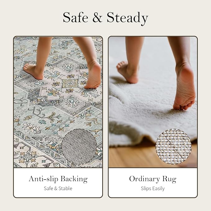 Area Rugs 5x7, Washable Rugs for Living Room, Vintage Boho Indoor Soft Carpet - Image 9