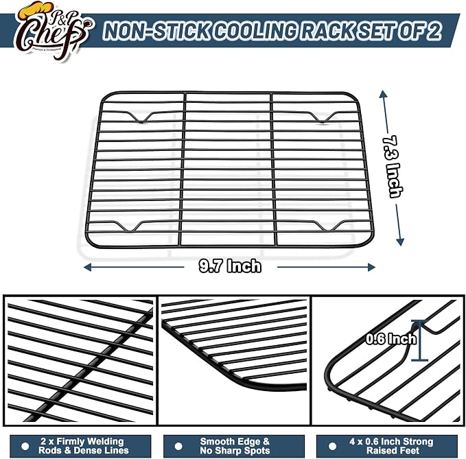 P&P CHEF Cooling Baking Rack Pack of 2, Stainless Steel Cooling Racks - Image 2