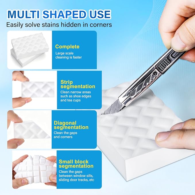 Magic Sponges Cleaning Eraser, 200 Pack 2X Density Stronger Melamine Sponge - Image 5