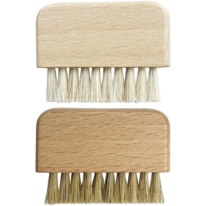Natural Beech Wood Nail Brush Non-Slip Hand and Toenail Cleaning Brush Compact by Unknown