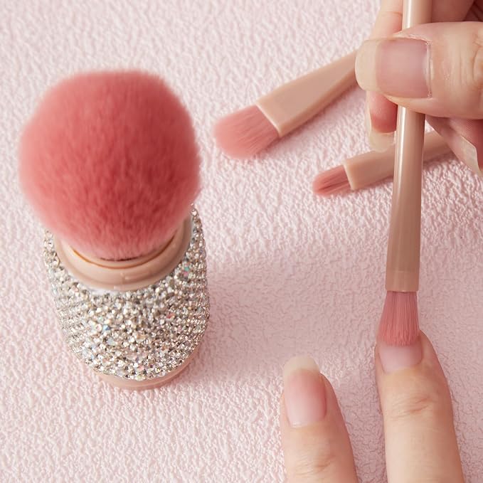 WOKOTO 4 in 1 White Diamond-Embellished Makeup Brushes - Image 6