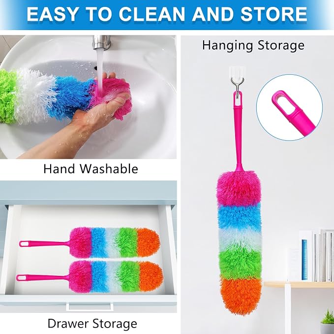 2 Pack Microfiber Hand Dusters, Bendable and Washable, Feather Duster - Image 7