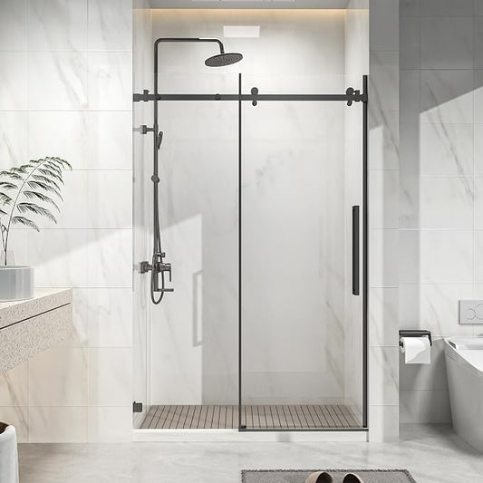 Frameless Shower Door 48" W x 72" H, 1/4" Clear Tempered Glass, Sliding Design by Relaxcabine