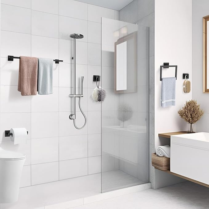 TQKAG Matte Black Bathroom Hardware Accessories Set 10 Pieces, 23.6" SUS304 - Image 7
