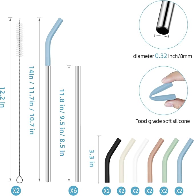 20 30 40 oz Stainless Metal Straws - Image 2