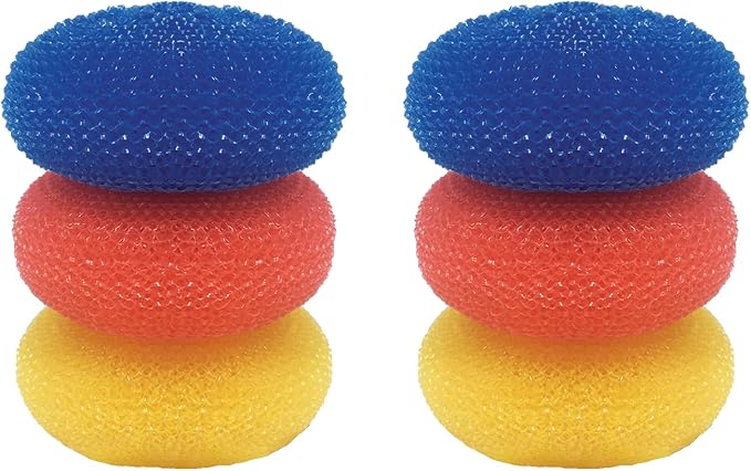 LOLA Jumbo 4" Plastic Mesh Scouring Pads, 6 Pack, Non-Scratch, Dishwashing by LolaProducts