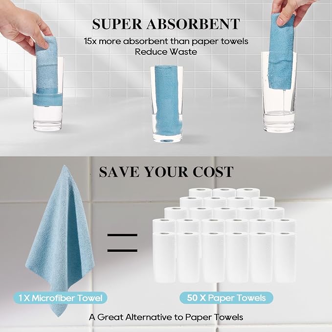 HONOVA Microfiber Cleaning Cloth Roll 45 Pack, Tear Away Microfiber Towels Roll - Image 5