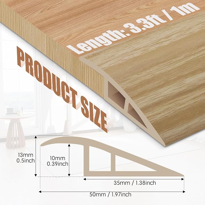 Floor Transition Strip Door Threshold 39" Floor Transition Reducer Trim on The - Image 2