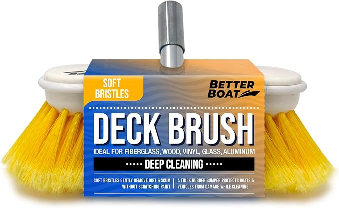 Soft Boat Deck Brush, Heavy-Duty Marine Brush Head, 3/4" Thread Handle by BetterBoat