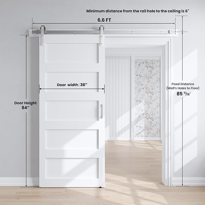 SmartStandard 36x84 inch White Barn Door - Image 3