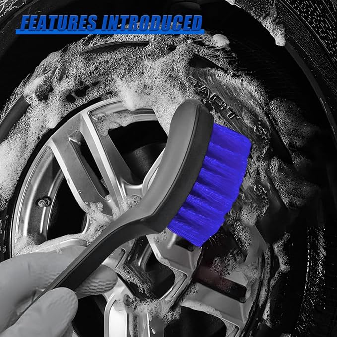 8.3×2.5 Inch Car Wash Brush, Soft Bristle Short Handle Carpet Cleaning Brush - Image 4