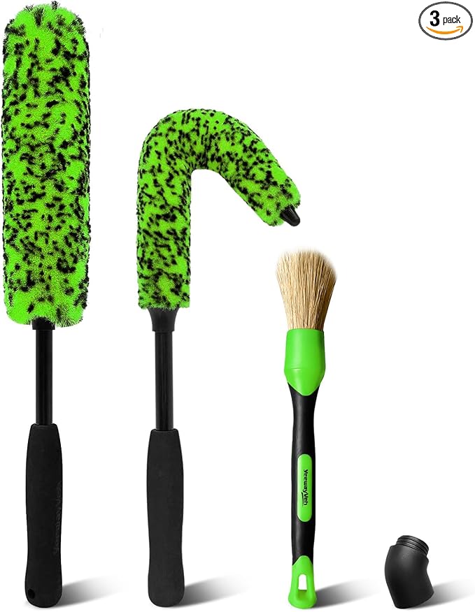 YeewayVeh 3PCS Quick Car Wheel Brush Kit, 2-Size 360° Bendale Rim Cleaner by YeewayVeh