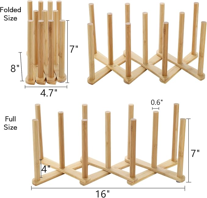 Lawei 2 Pack Bamboo Bottle Drying Rack, Retractable Bottle Cup Dish Drying Rack - Image 2