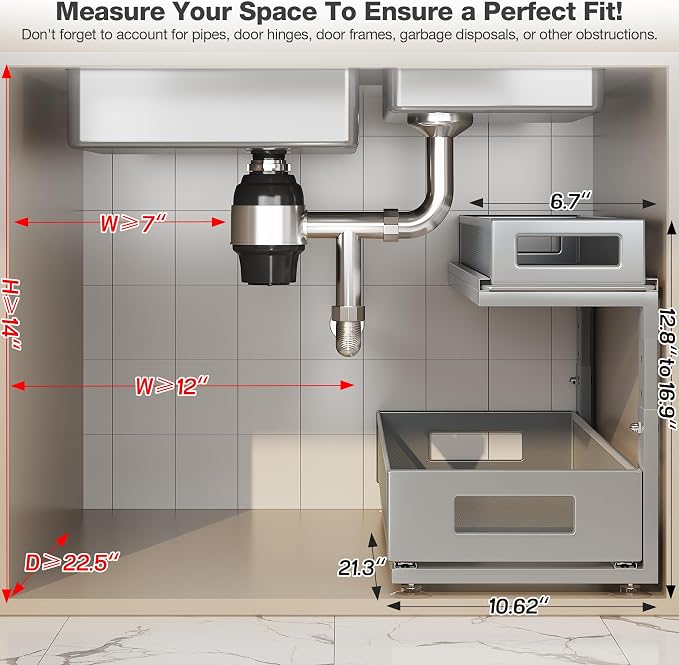 2 Pack 21.3IN-Depth Under Sink Organizer - Image 2