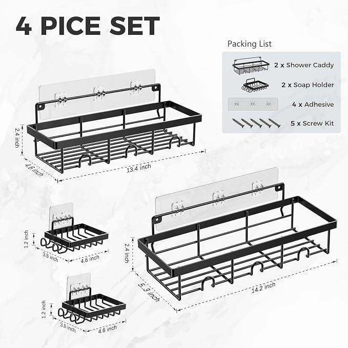 4-Pack Adhesive Shower Caddy - Image 7