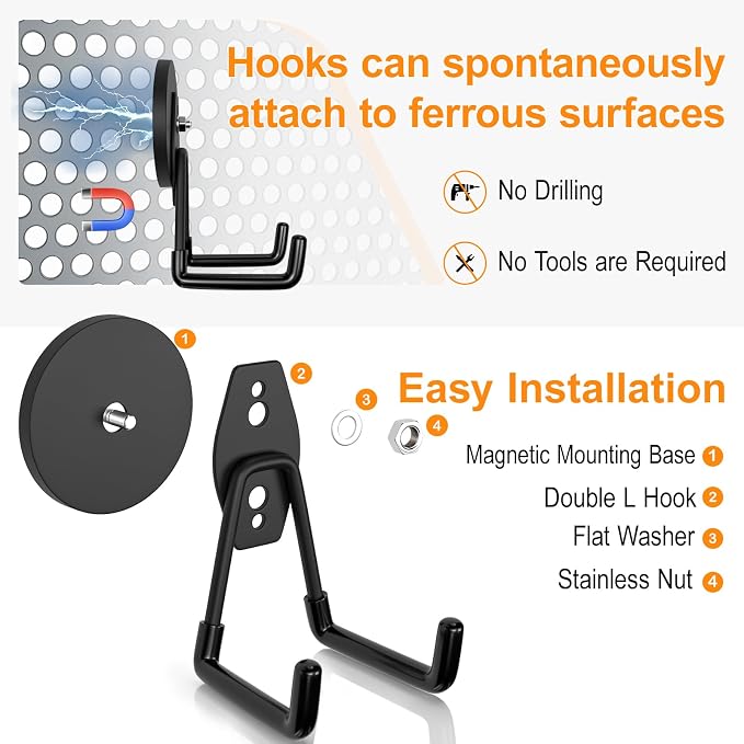 ENUODA Strong Magnetic Hooks Heavy Duty Garage Hooks Magnet Tool Holder - Image 6