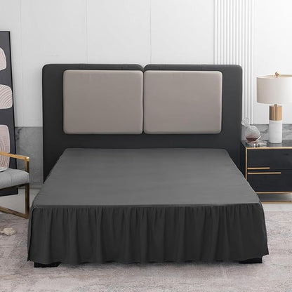 Black Bed Skirt Queen Size Ruffled Bed Skirt with Split Corners, Queen Bed Skirt 18 Inch Drop, TSUTOMI Queen Size Bed Skirt Black for Ruffled Bed Skirt with Split Corners, Bed Skirt Queen Size