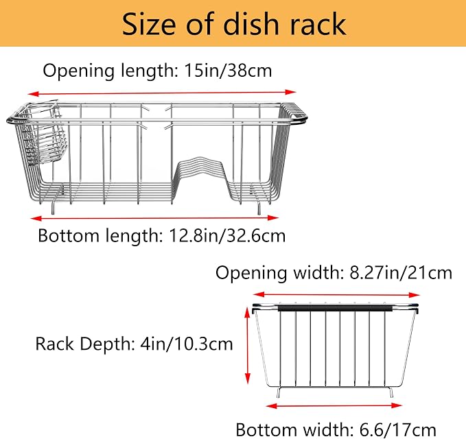 Stainless Steel Dish Drying Rack, Expandable Fruit & Vegetable Drain Rack over - Image 5