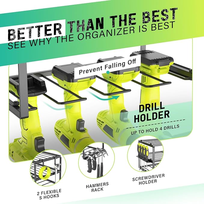 Power Tool Organizer, Heavy Duty Iron, 3 Layers Storage Rack - Image 2