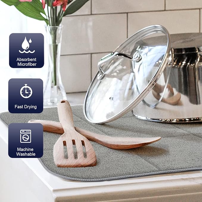 SINLAND Microfiber Dish Drying Mat Super Absorbent Dish Drying Pad - Image 3