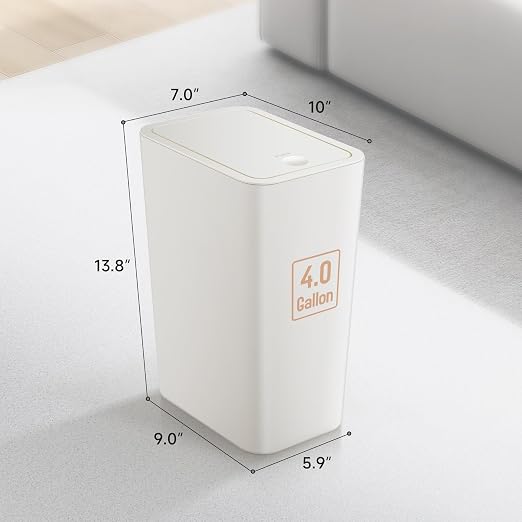 TIPGO Bathroom Trash Can with Lid, 4 Gallon / 15 Liter Small Garbage Can - Image 6